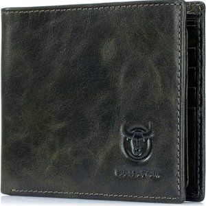 Men Slim Bifold Genuine Leather Front Pocket Wallet with 2 ID Windows
